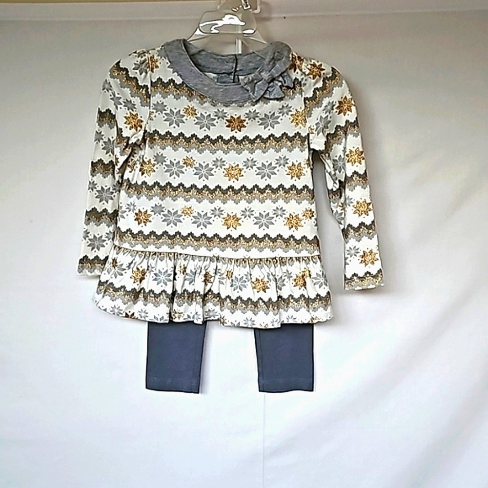 GYMBOREE Toddler Girl's Shimmer Snowflake Top w/ Matching OLD NAVY Leggings